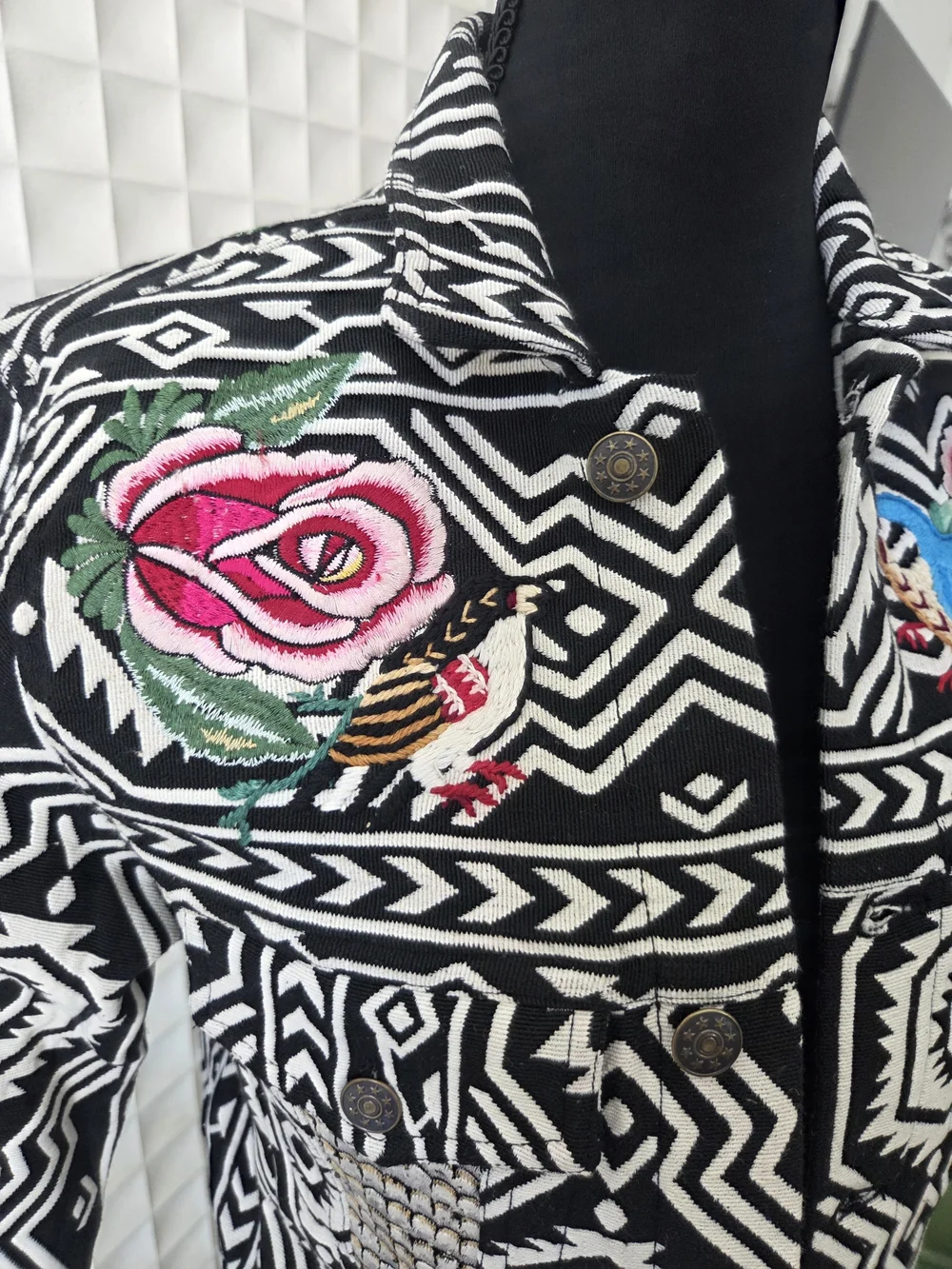Free People New Romantics Native Whisper Cropped Jacket, Tribal Embroidered - Picture 7 of 11